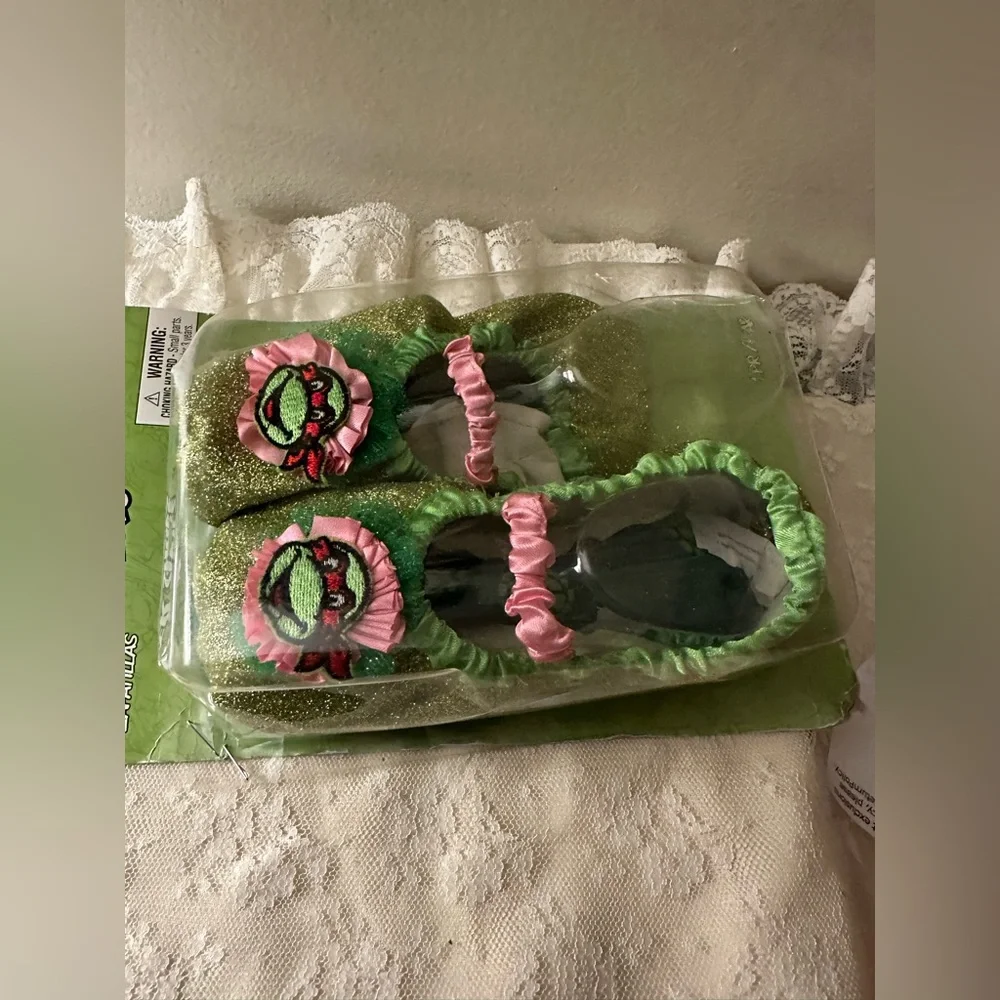 New Teenage Mutant Ninja Turtles Dress Up Girl Slipper Shoes OPEN / Resealed
